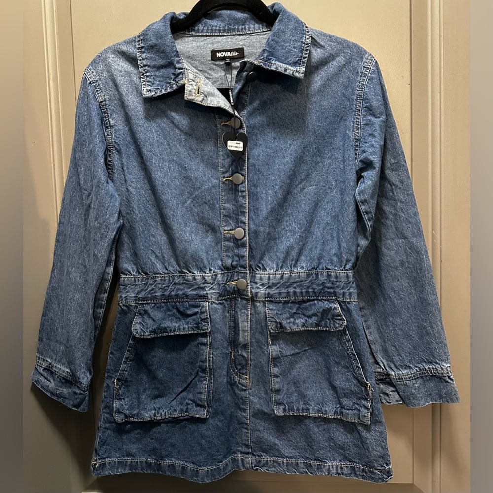 Fashion Nova Kids size 12 Mini Long Sleeve Denim Shirt Dress NWT